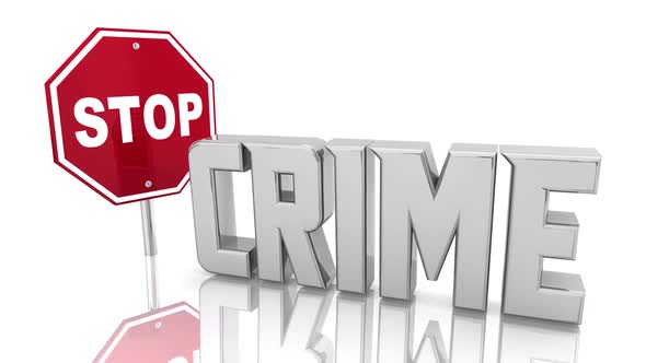 Stop Crime Warning Danger Sign Prevent Protect Security Safety 3d Animation alt