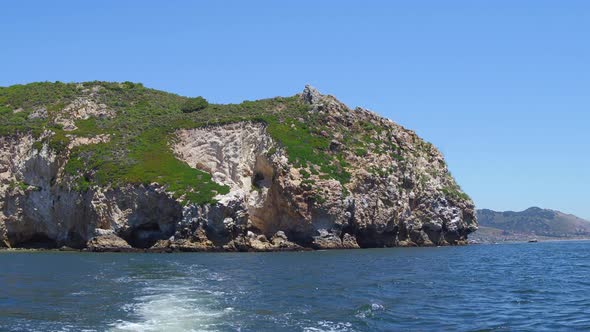 Avila Beach Pillow Basalts Seen from Moving Speed Boat alt