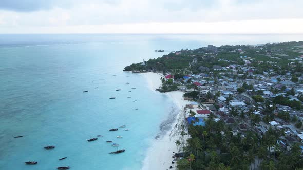Zanzibar Tanzania  Aerial View of the Ocean Near the Shore of the Island Slow Motion alt
