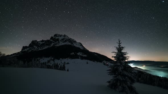 Stars Sky over Winter Mounains alt