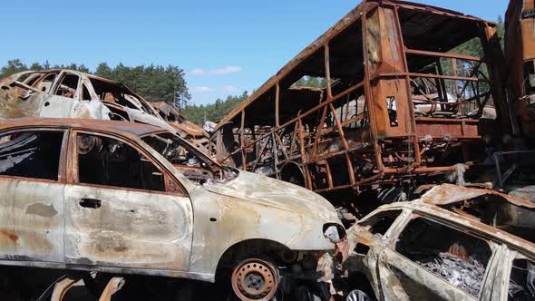 War in Ukraine a Dump of Shot and Burned Cars in the City of Irpen Near Kyiv alt