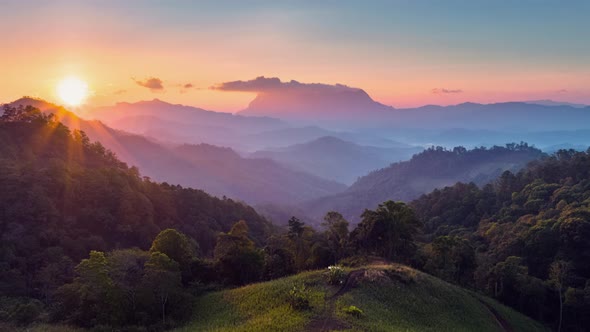 4K Hyperlapse aerial view of drone flying around Doi Luang Chiang Dao mountain, Hadubi viewpoint, Ch alt