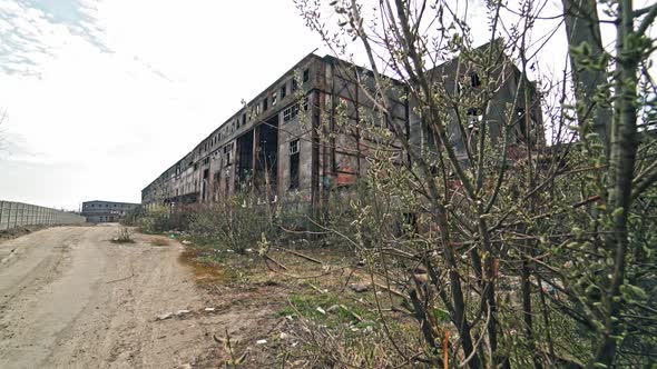 Abandoned factory. Ruins of a very heavily polluted industrial factory alt