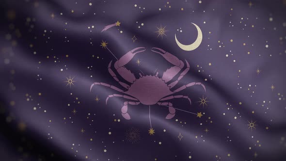 Cancer Zodiac Horoscope Flag Loop Background 4K