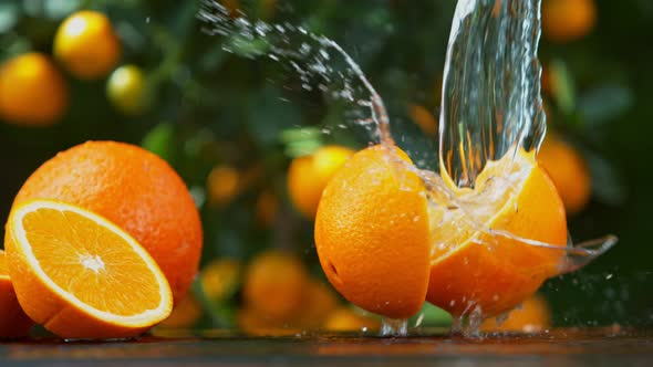 Super Slow Motion Shot of Falling Orange with Water Splash at 1000 Fps alt