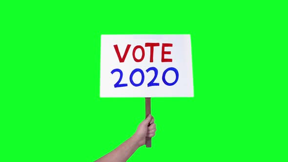 Vote 2020 Sign Held Up Green Screen alt