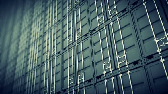 Endless animation of the closed gray cargo containers array. Loopable. HD alt