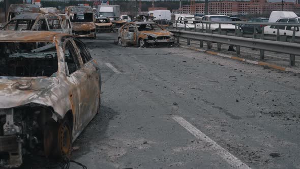 Burned and Abandoned Civilian Vehicles
