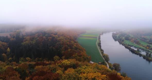 Beautiful drone video above the surroundings of Regensburg