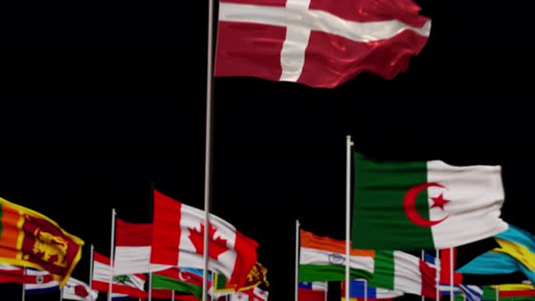 Denmark Flag With World Flags In Alpha Channel