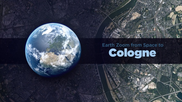 Cologne (Germany) Earth Zoom to the City from Space