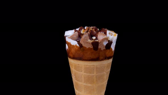 Chocolate and Vanilla Ice Cream Cone