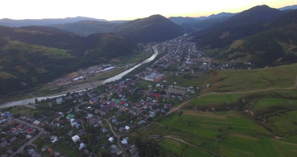 Aerial View Of The Carpathian Village