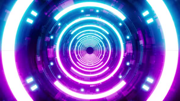 Flickering Up and Down Half Neon Light Tunnel alt