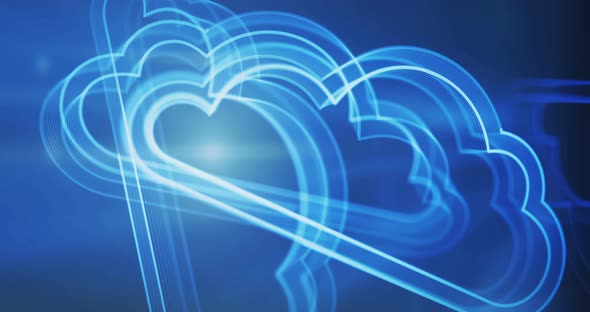 Cloud computing and online storage symbol rotating loop concept alt