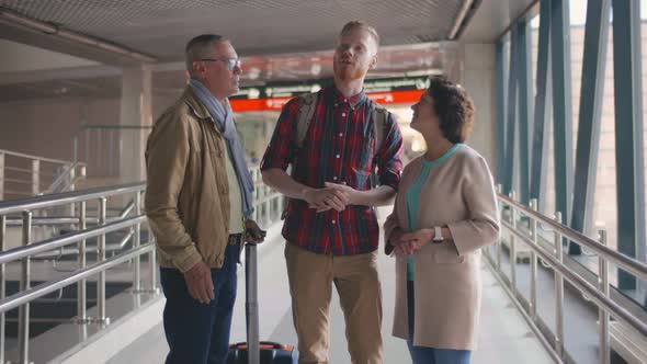 Happy Family at the Airport Flying on a Trip on Vacation. Family Travel. Holiday alt