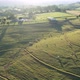 Sunset rural landscape aerial view. Nature scenery