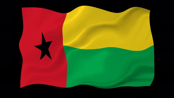 Guinea Bissau Flag Wave Motion Black Background
