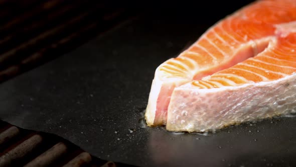 Fish Salmon Cuts Being Grilled