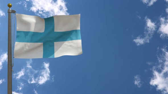 Marseille City Flag (France) On Flagpole alt