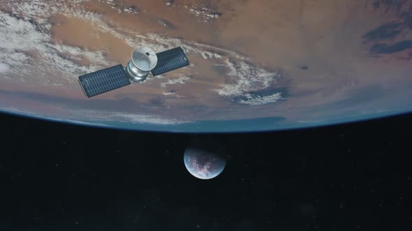 Satellite Approaching a Distant Exoplanet