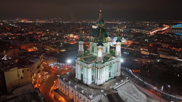 Night Aerial View of Kyiv Ukraine alt