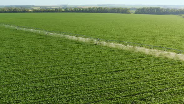 Aerial View of an Agricultural Center Pivot Irrigation Systems alt
