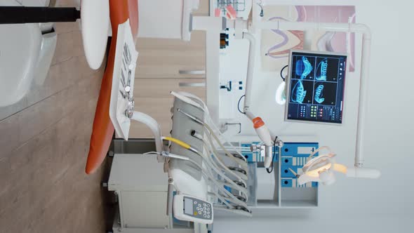Vertical Video Empty Dental Orthodontic Stomatology Office with Nobody in alt