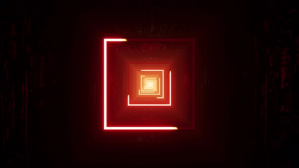 Glowing Red Light Stroke in the Dark Square Tunnel alt