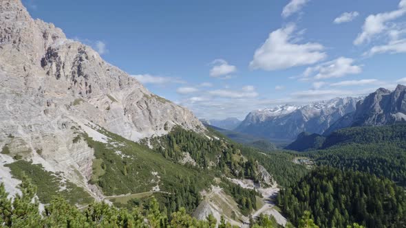 Panoramic view of the famous peaks of the Dolomites, Belluno Province, Dolomiti Alps, Italy