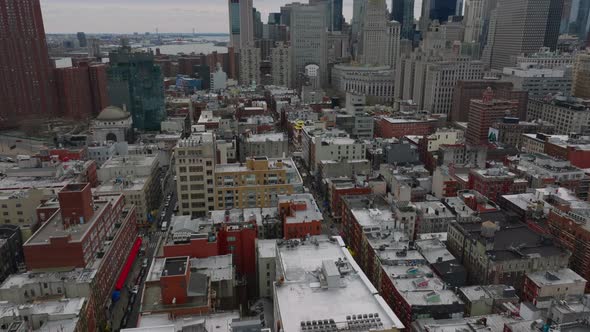 Aerial Ascending Footage of Various Buildings in Urban Borough alt