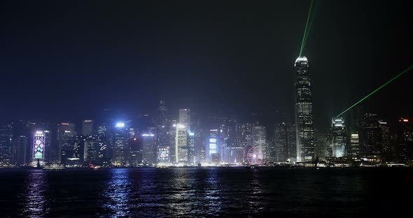 Hong Kong Light Show At Night