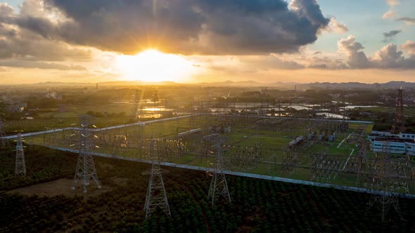 Pylons and substations