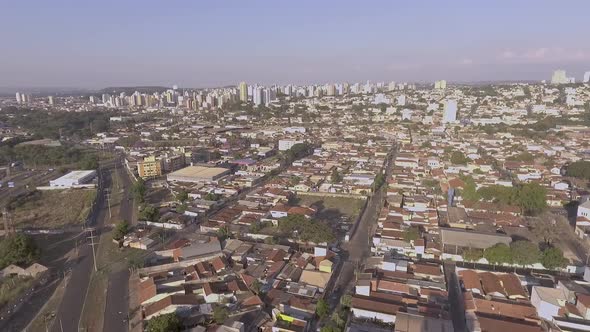 General drone image in the city of Ribeirão Preto, São Paulo, Brazil. City center overview.