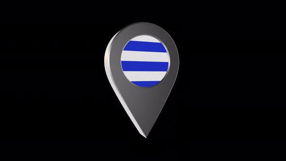 3d Animation Map Navigation Pointer With Flag Of Dunkirk (France) With Alpha Channel  - 4K alt