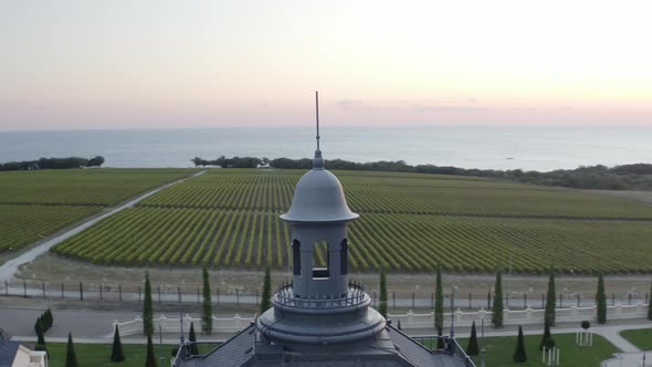 Aerial Around Panorama View Antique Architecture Monastery on Mountain Ridge alt