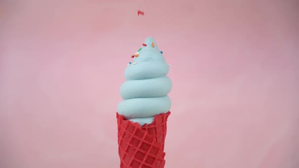 Color Ice Cream on a Plain Background