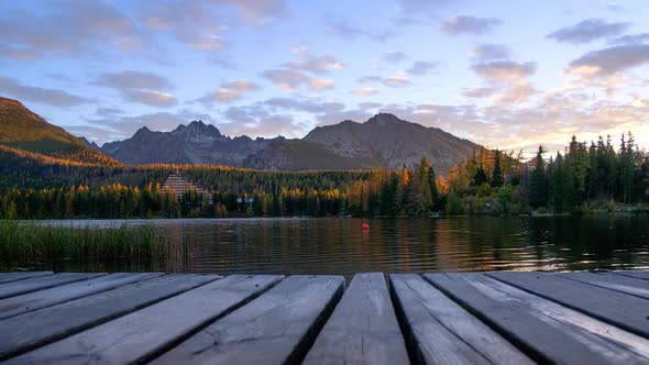 Picturesque Autumn View of Lake Strbske Pleso in High Tatras National Park