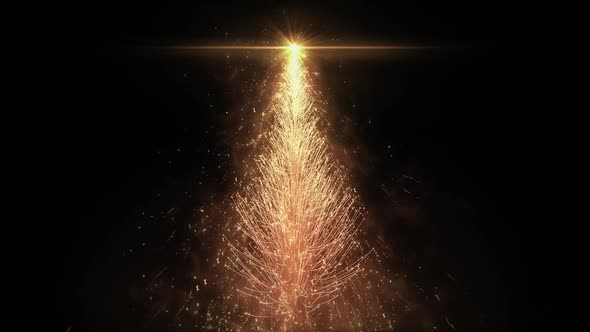 Animated Golden Christmas Pine Tree Star seamless loop HD