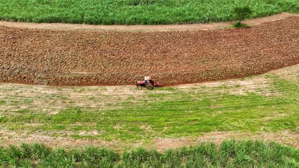 Countryside rural landscape aerial view. Preparing for cultivation. alt