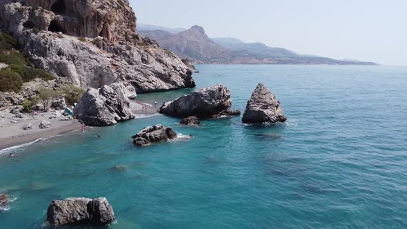 The Beach with Sea in Southern Crete Greece