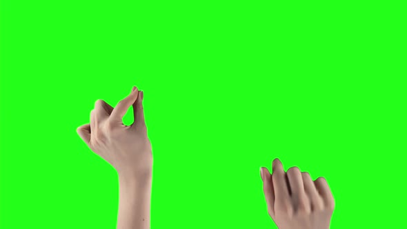 Set of 27 Gestures Made By Female Hands and Fingers to Manage Touch Screen on a Chroma Key alt