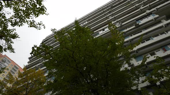 Highrise Residential Building and Autumn Landscape