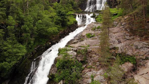 Svandalsfossen In Norway, Ryfylke Route. Aerial View. alt