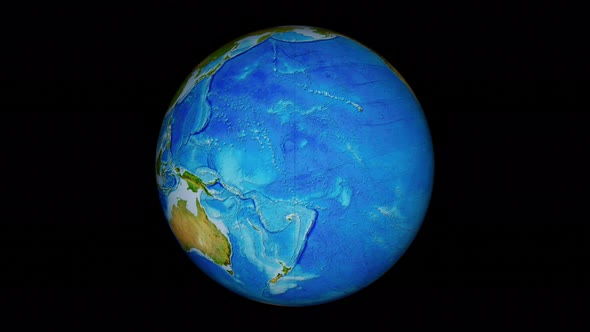 Planet Earth Rotates on Its Axis on Black Background