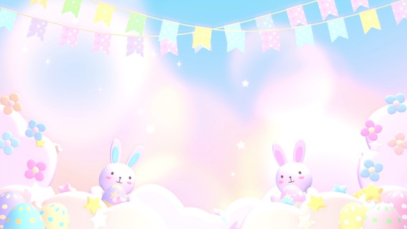 Cute Easter Bunny And Flowers alt