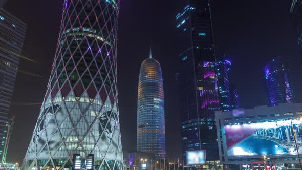The Skyline of the West Bay Area in Doha Timelapse Hyperlapse Qatar alt