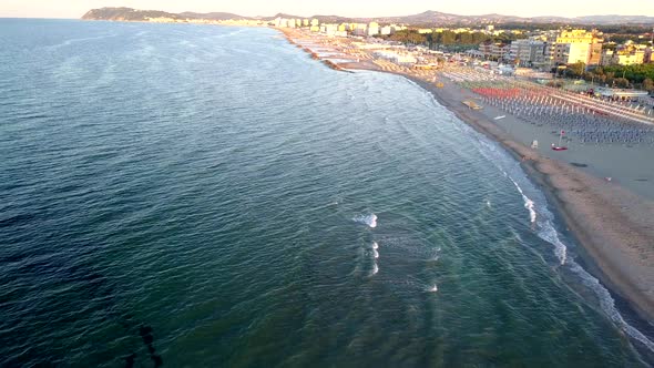 An Aerial View of the Blue Sea Water of Rimini Beach