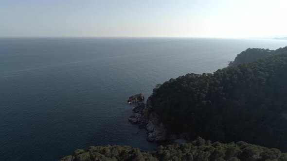 Aerial View of Costa Brava Coast in Catalonia Spain alt