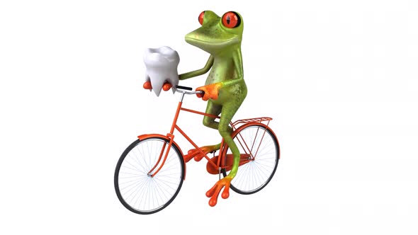 Fun frog on a bicycle - Digital animation alt
